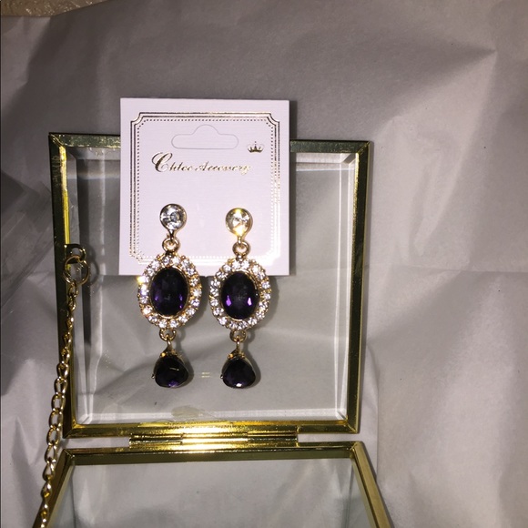 Purple long earrings - Picture 7 of 7